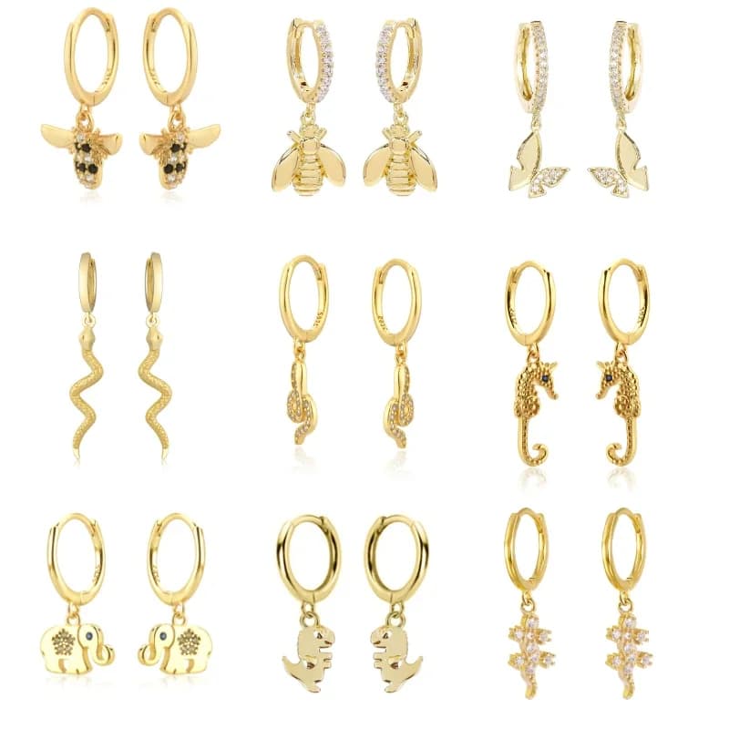 Boucles d'oreilles pendantes en forme d'abeille pour femmes, couleur argent et or, bijoux à la mode pour fête, cristal Zircon Rock Punk, créole de mariage