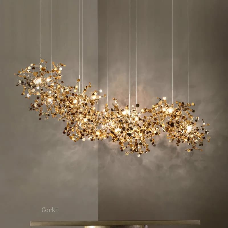 Plafonnier LED en acier inoxydable au design nordique moderne, luminaire décoratif d'intérieur, idéal pour un salon, une salle à manger ou un bar