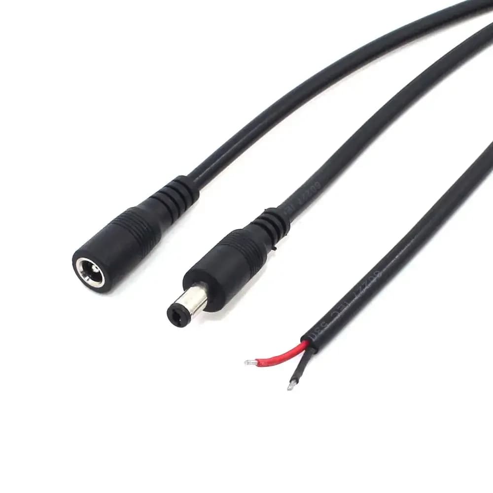 Connecteur de fil de câble femelle et mâle, bande lumineuse LED, prise DC, 18AWG, bricolage, 3528, 5050, 5.5x2.1mm, 12V, 10A, lot de 2 pièces