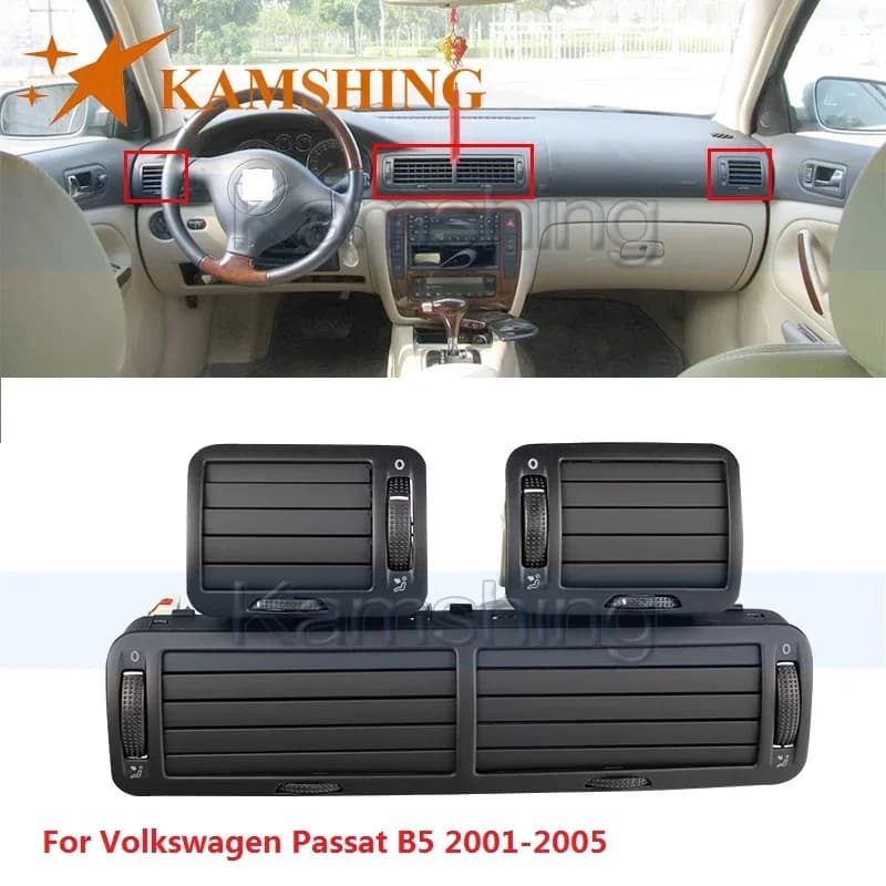 Kamshing-Grille de Climatisation pour Volkswagen Passat B5, Sortie de Ventilation de Climatiseur, 2001, 2002, 2003, 2004, 2005