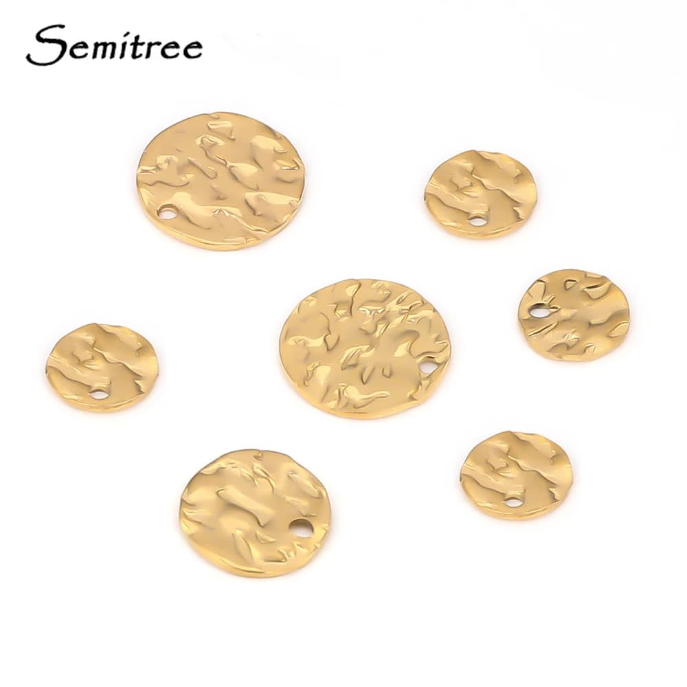 Breloques en forme de disque en acier inoxydable, 20 pièces, étiquettes rondes de couleur or, pour la fabrication de bijoux, collier, accessoires de Bracelet, 8mm 10mm