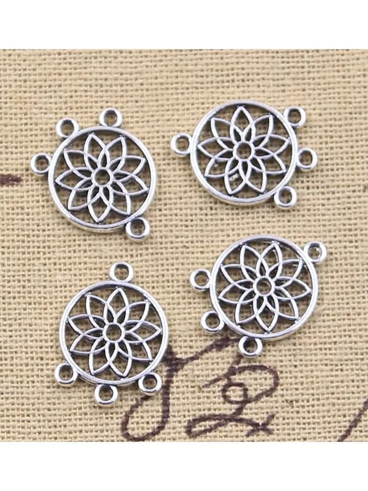 20 pièces breloques attrape-rêve natif connecteur de lustre 18x14mm pendentifs de couleur argent Antique fabrication de bijoux tibétain DIY