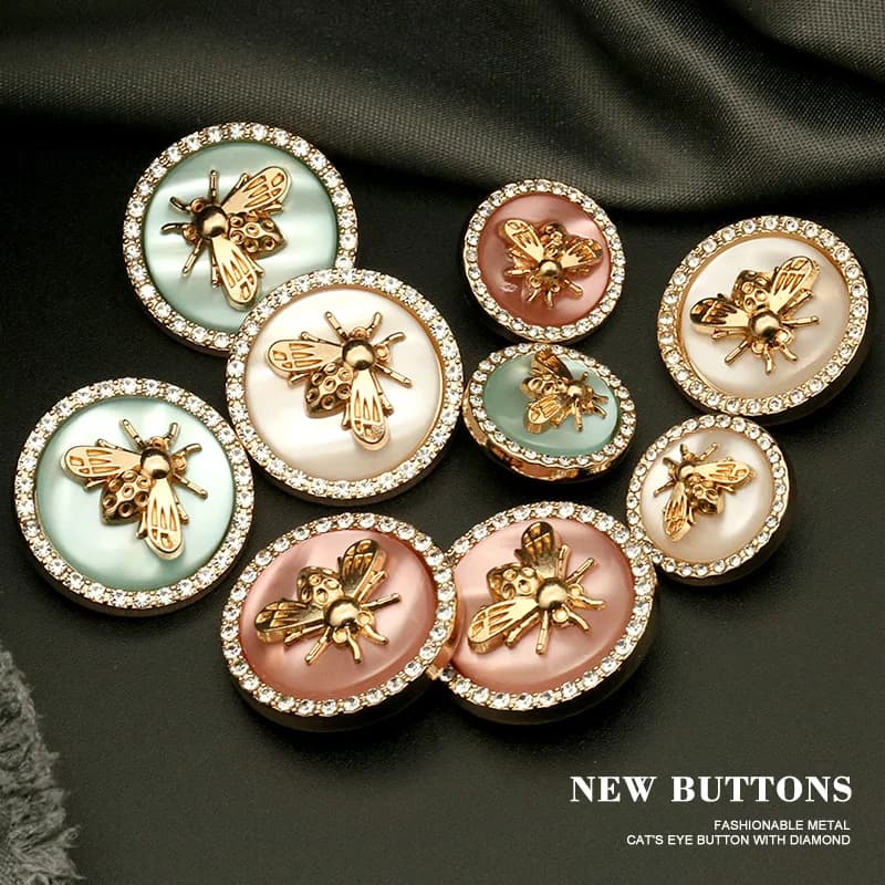 Lèvent de perles en biscuits antiques pour vêtements, décor en métal doré, équation rose et bleue, manteau cardigan et pull, couture grossier, nouveauté, 6 pièces