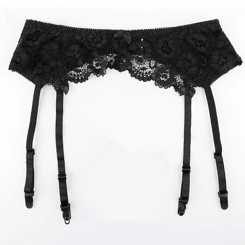 Sous-vêtements Sexy pour femmes, grande taille, dentelle, porte-jarretelles, bretelles transparentes, bas réglables à trois boutonnage