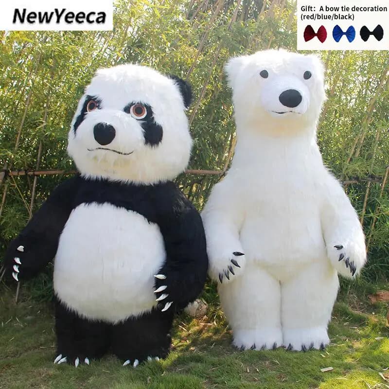 Costume de mascotte d'ours polaire gonflable, costume de mascotte de beurre en peluche, costume de cosplay de fête, costume de rue drôle