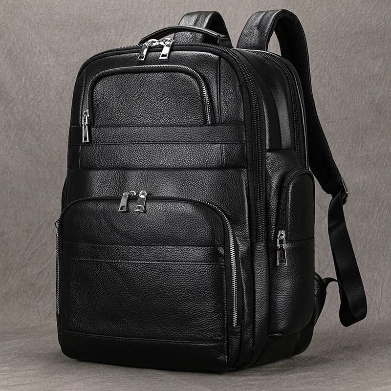 Sac de voyage en cuir double couche pour homme, sac pour ordinateur d'affaires, sacs à dos pour ordinateur portable, chargement USB, grande capacité