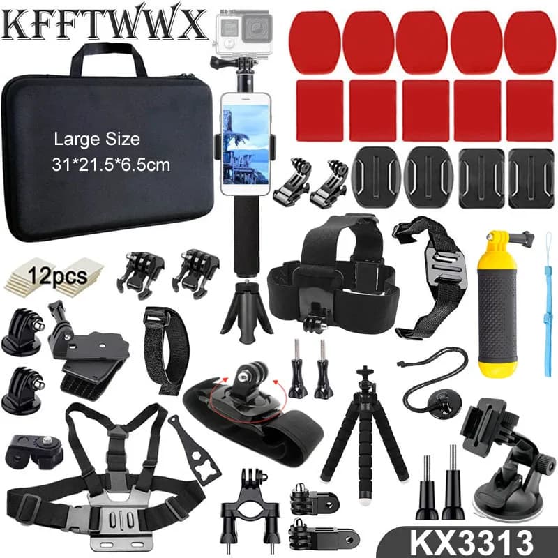 KFFTWWX-Kit d'accessoires pour GoPro Fore13, 12, 11, 10, 9, Noir, 8, 7, 6, Support de trépied pour SJCapture d'écran, SJ4000, Yi, DBPOWER, AKASO, EKEN, Osmo Action