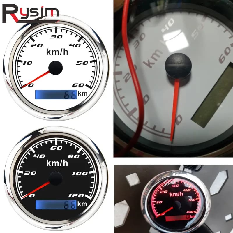 Compteur de vitesse GPS personnalisé pour bateau et voiture, 60 km/h, 120 km/h, 200 km/h, 85mm, étanche, jauge de vitesse, rétroéclairage rouge, adapté aux accessoires de yacht Mairne
