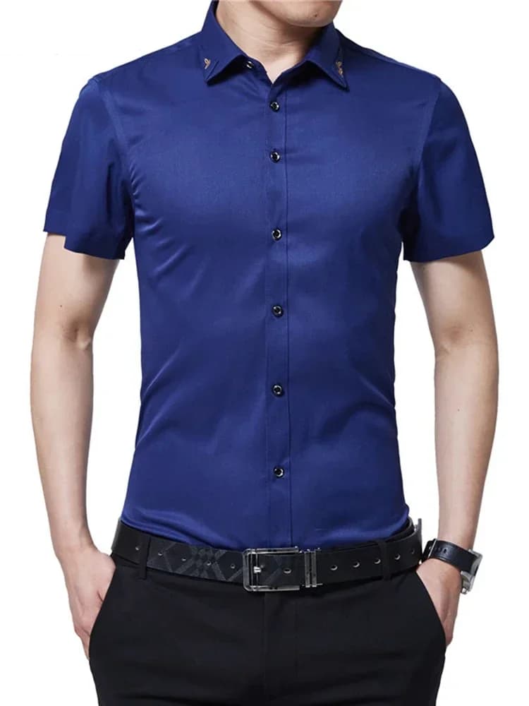 Chemise d'été décontractée élégante BROWON 2026 pour homme, à manches courtes, col rabattu, chemise habillée pour homme, infroissable et facile d'entretien