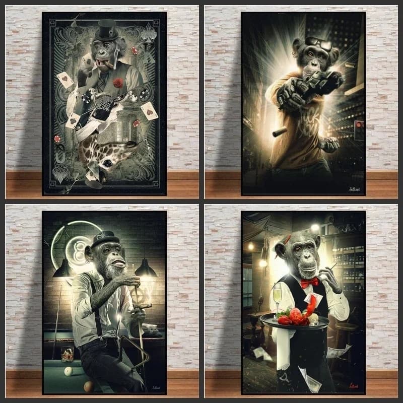 Sylvain Binet affiche personnage fictionnel Macaque mur Art toile peinture impression abstraite image décorative pour salon maison