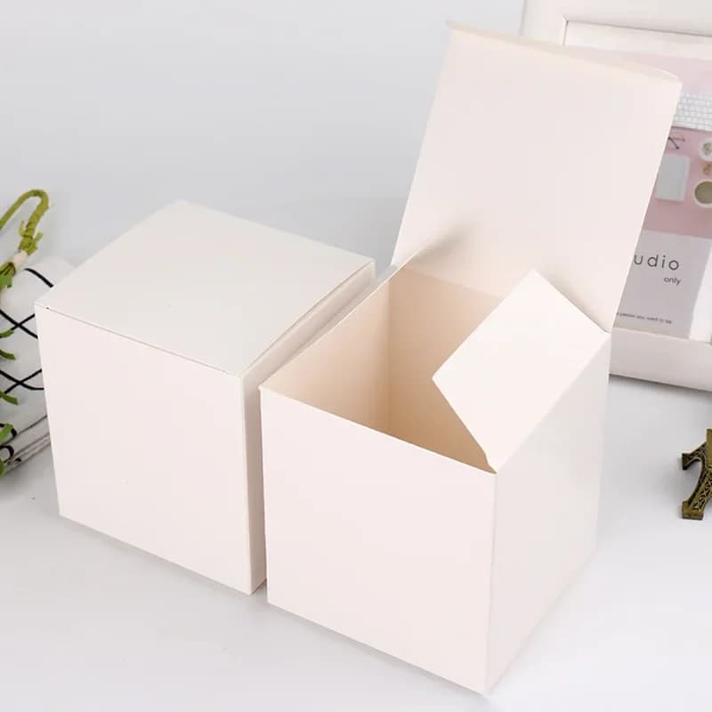 Carton Blanc Vierge en Papier Kraft pour Boîte Cadeau, Emballage de Bonbons, Pâtisserie, Cookie Emballé, DIY, 5x5x5/6x6/7x7x7/8x8x8cm, 100 Pièces