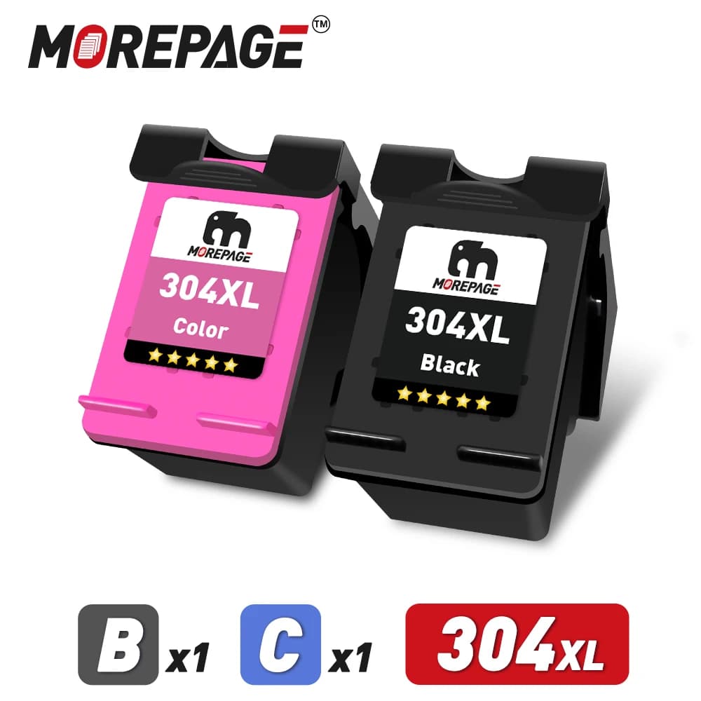 MorePage 304XL cartouche d'encre reconditionnée pour HP304 HP 304 XL Envy 5010 5020 5030 5032 5034 Deskjet 2630 2632 2620 3720 3721