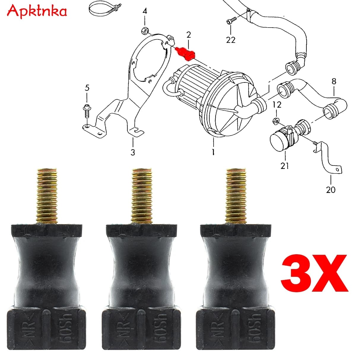 Apktnka 3X pour VW Touran Bora Golf Caddy coccinelle Passat Polo Passat pompe à Air secondaire support de bouchon tampon de retenue