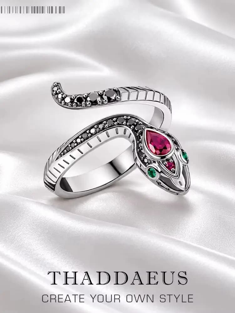 Bague inspirée du serpent, bijoux fins bohémien pour femmes, tout nouveau cadeau de séduction en argent Sterling 925 massif