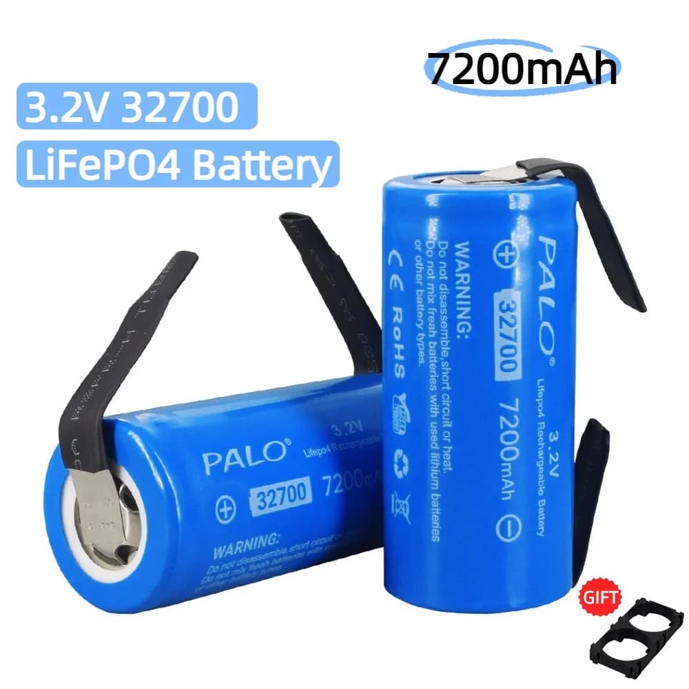 PALO Nouvelle Batterie LiFePO4 32700 7200mAh 3.2V 32700 35A Décharge Continue Maximum 55A Batterie LiFePO4 Haute Puissance + Feuille de Nickel