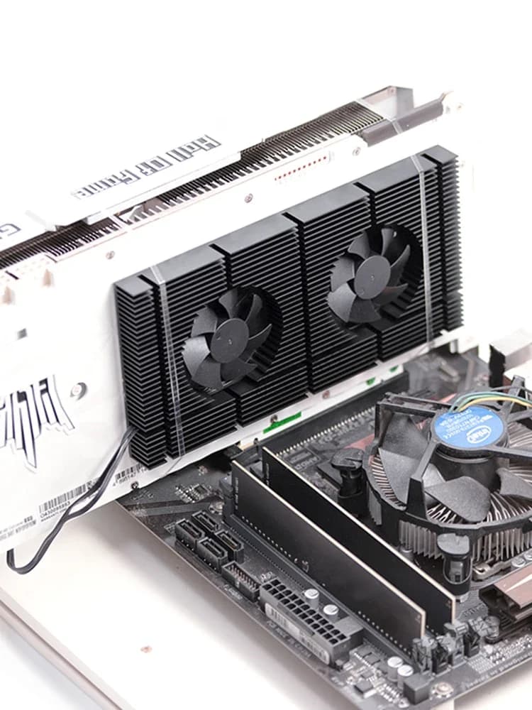 Radiateur de refroidissement à eau pour carte graphique PC, plaque arrière GPU, panneau en aluminium + double ventilateur PWM, pour carte graphique série RTX 3080 3090