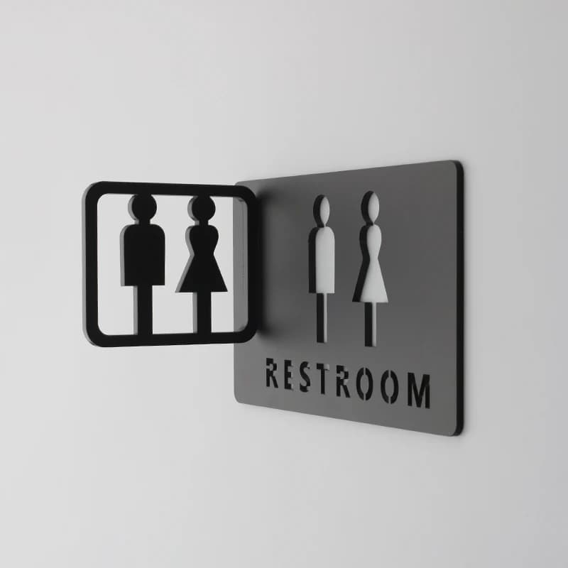 Panneaux de Toilettes, Centre Commercial, Bâtiments de Bureau, Plaques de Porte, Indicateur de Rappel, Signe d'Orientation, Signalisation de WC, Montage Latéral 3D