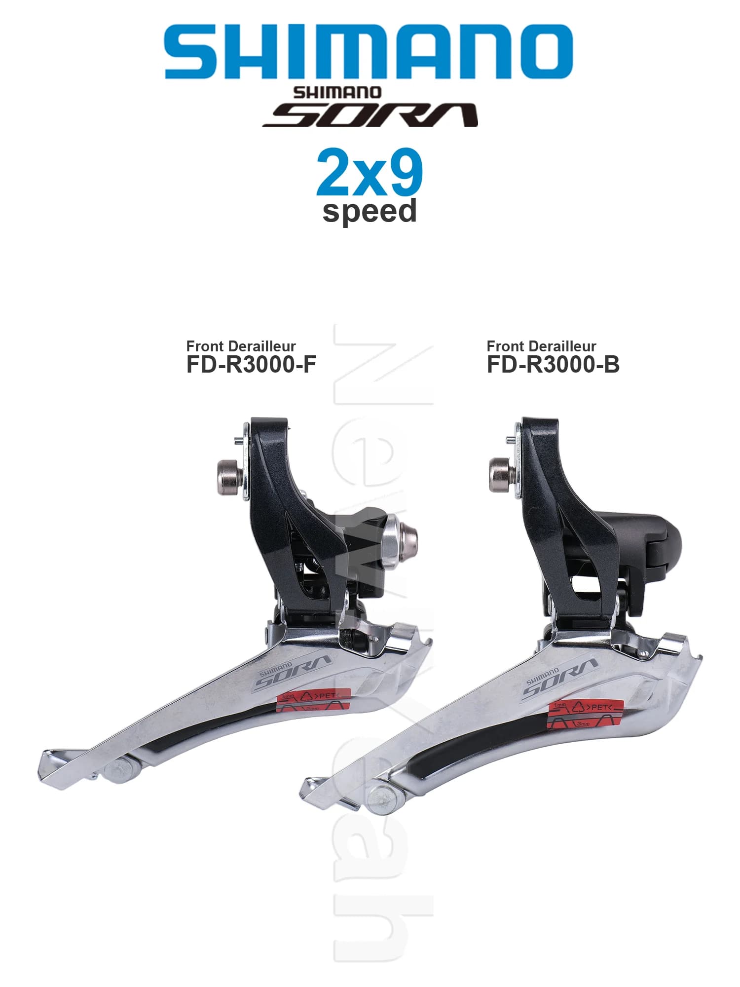 SHIMANO SORA R3000 2x9 vitesses Dérailleur avant FD-R3000-B RD-R3000-F Montage brasé / Montage à collier Route - Pièces d'origine