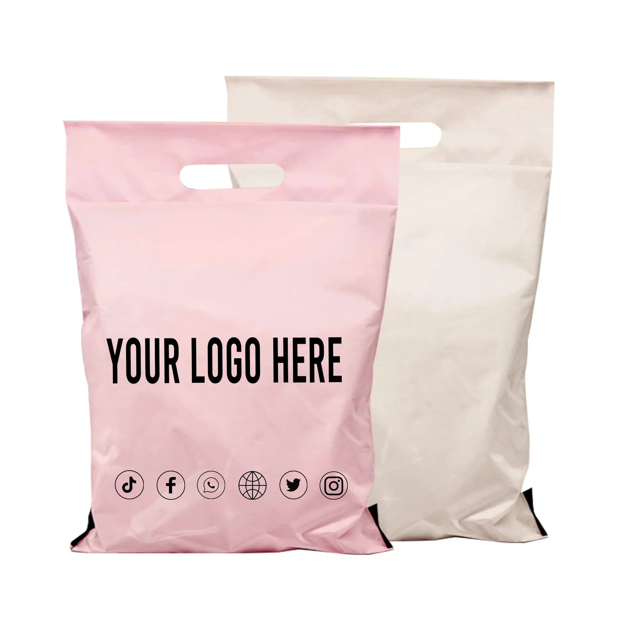 Sacs de Rangement Adhésifs Auto-scellants à Poignée Personnalisée, Enveloppe en Plastique XR, Petits Sacs d'Expédition Postale, Logo de Marque Personnalisé, 50 Pièces