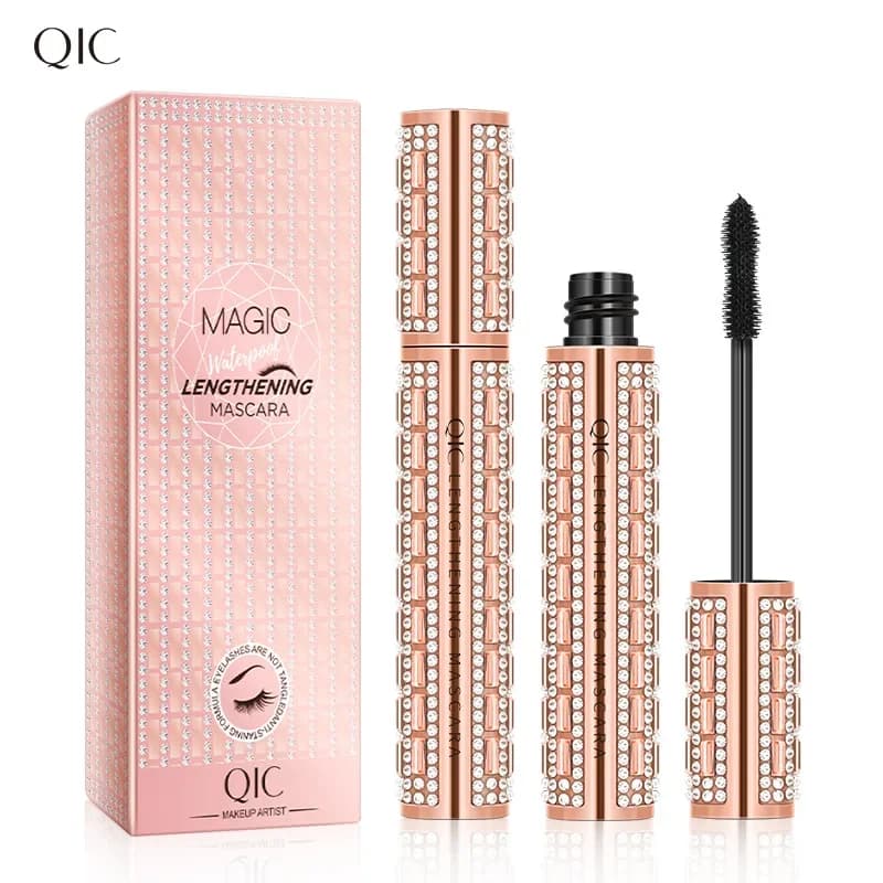 Mascara 4D diamant à la mode, maquillage imperméable pour les yeux, cosmétiques, brosse en Silicone cacahuète, allonge les cils bouclés, séchage rapide