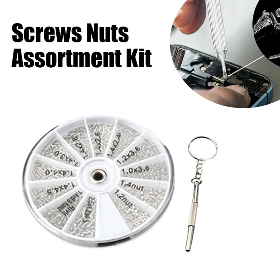 Kit d'assortiment de petites vis et écrous M1 M1.2 M1.4 M1.6, vis pour montres, outils de réparation de lunettes avec tournevis, 12 sortes