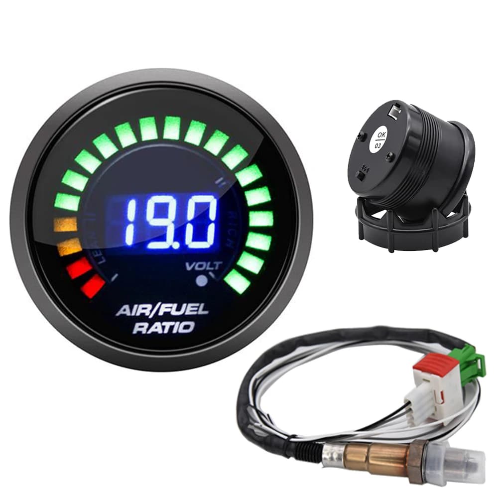 Jauge de course AFR automatique pour voiture, face fumée, rapport air-carburant 20:1-10:1, bande étroite, capteur d'oxygène, 52mm, 12V, 0258006028
