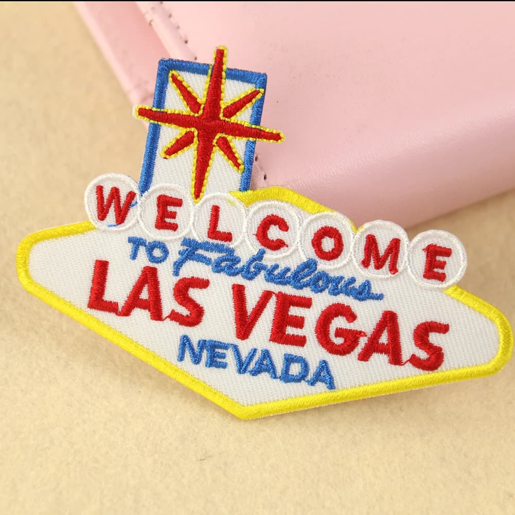 Patch brodé de lettres de bienvenue à LAS VEGAS, 2 pièces, pour vêtements, autocollants appliqués, fournitures de couture, bricolage, tissu