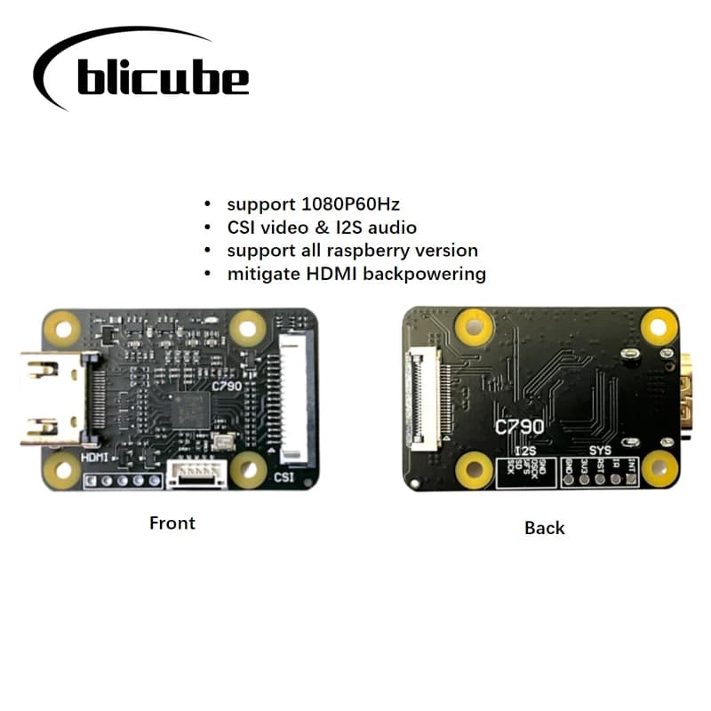 Adaptateur HDMI IN vers CSI-2 C790 1080P 60Hz et carte I2S BliKVM et PiKVM 'KVM over IP', prend en charge la réduction du bruit audio et la réduction de la surtension