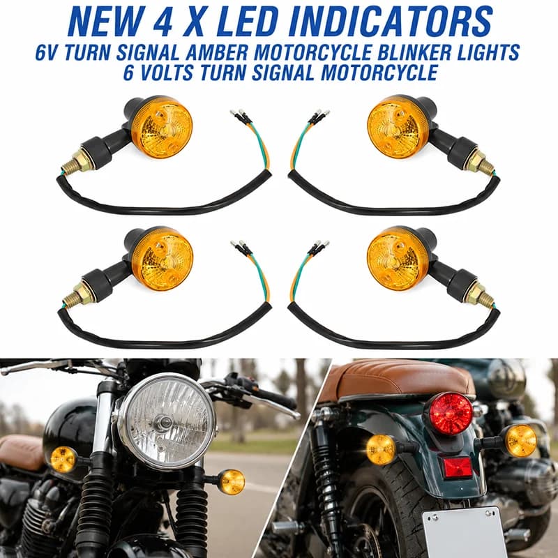Nouveau 4 X indicateurs LED 6 V clignotants ambre moto clignotants 6 VOLTS clignotant moto