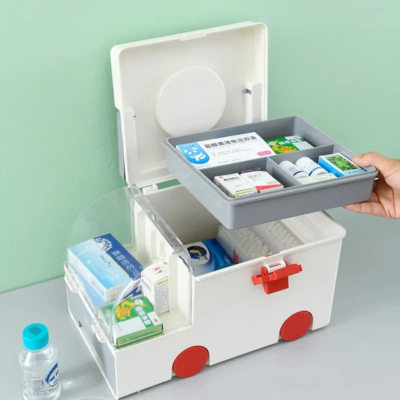Boîte à médicaments en forme d'ambulance, Kit de premiers soins à domicile, grande capacité, conteneur d'urgence, boîte d'ambulance pour médicaments