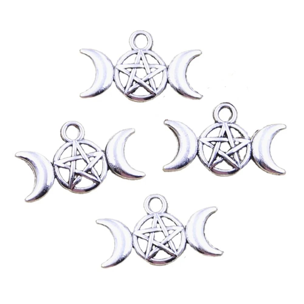 20 pièces breloques déesse Triple Viking lune étoile 13x22mm Antique couleur argent pendentifs faisant bricolage à la main tibétain trouver des bijoux