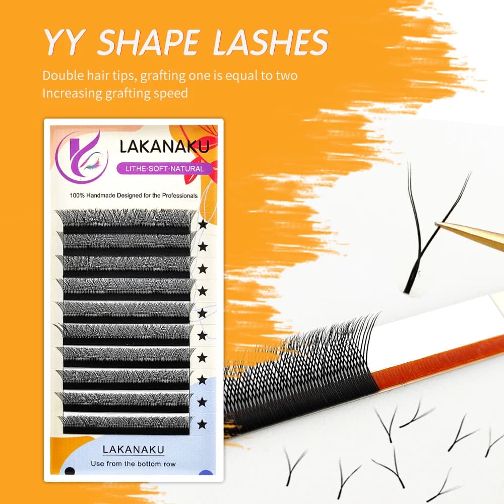 Extensions de cils en forme de Y LAKANAKU, cils volumineux et extensions de cils en vison cachemire volume brésilien Cilios YY