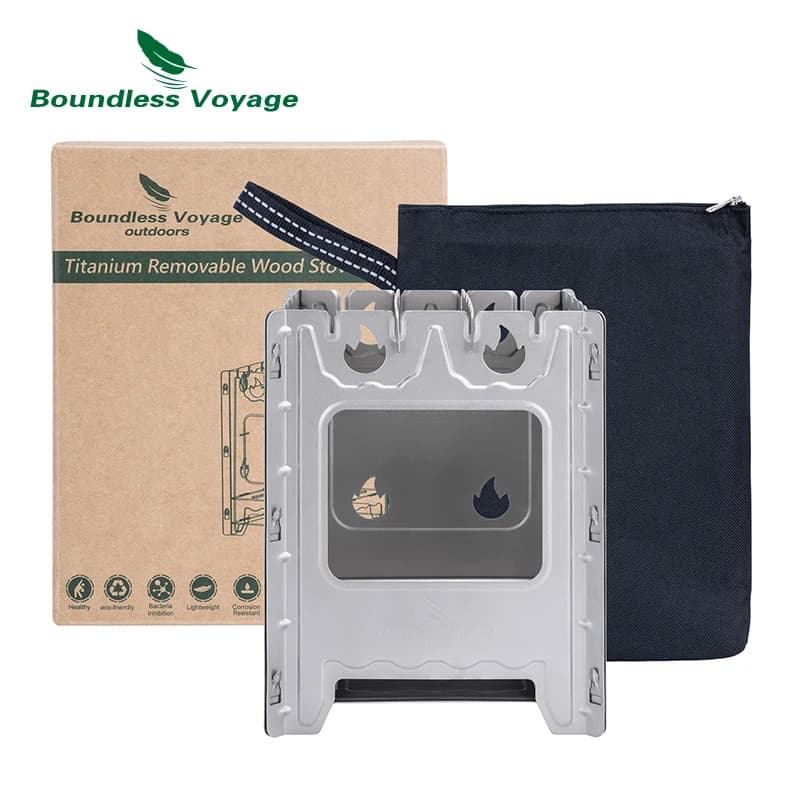 Boundless Voyage-Réchaud de camping en titane, réchaud à bois portable, multi-carburants, adapté pour la randonnée en plein air, le barbecue