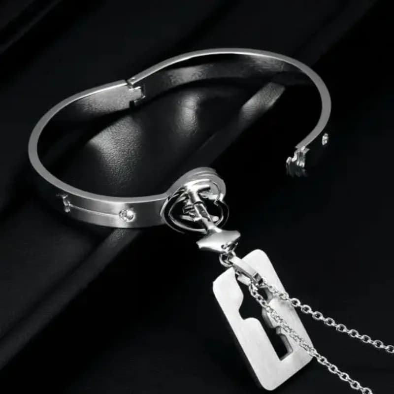 Collier et bracelet jumelés en acier au titane pour hommes et femmes, ensembles de bijoux de couple, amoureux, meilleurs amis, mode
