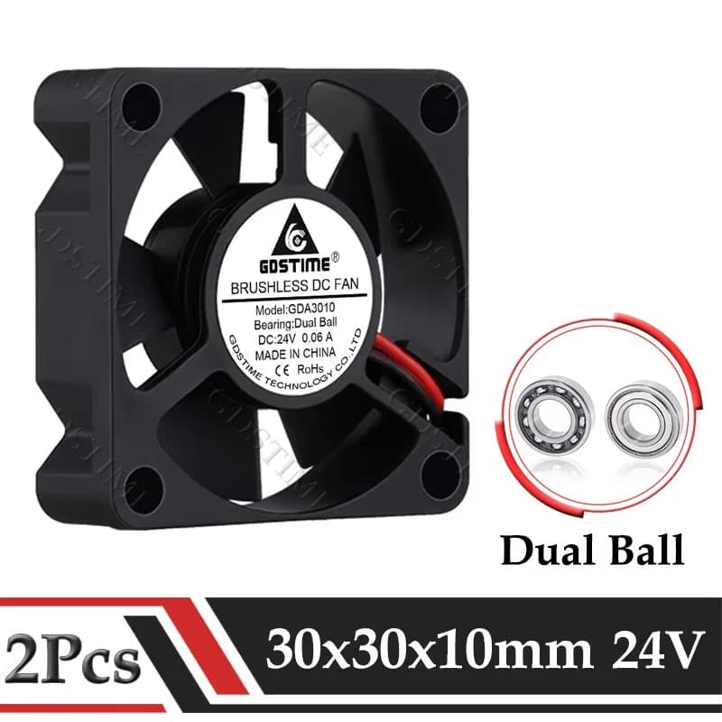 2 ventilateurs Gdstime DC 24V 30MMx10MM à double roulement à billes, ventilateur de refroidissement sans balais pour lampe de voiture, micro-ventilateur 30mm 3010, ventilateur de refroidissement audio