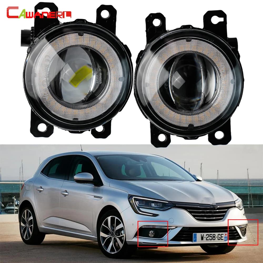 Assemblage de phares antibrouillard de voiture, LED Angel Eye, DRL, feux diurnes, Renault Megane II, III, IV, 2003-2020, modèle non adapté, 2 pièces