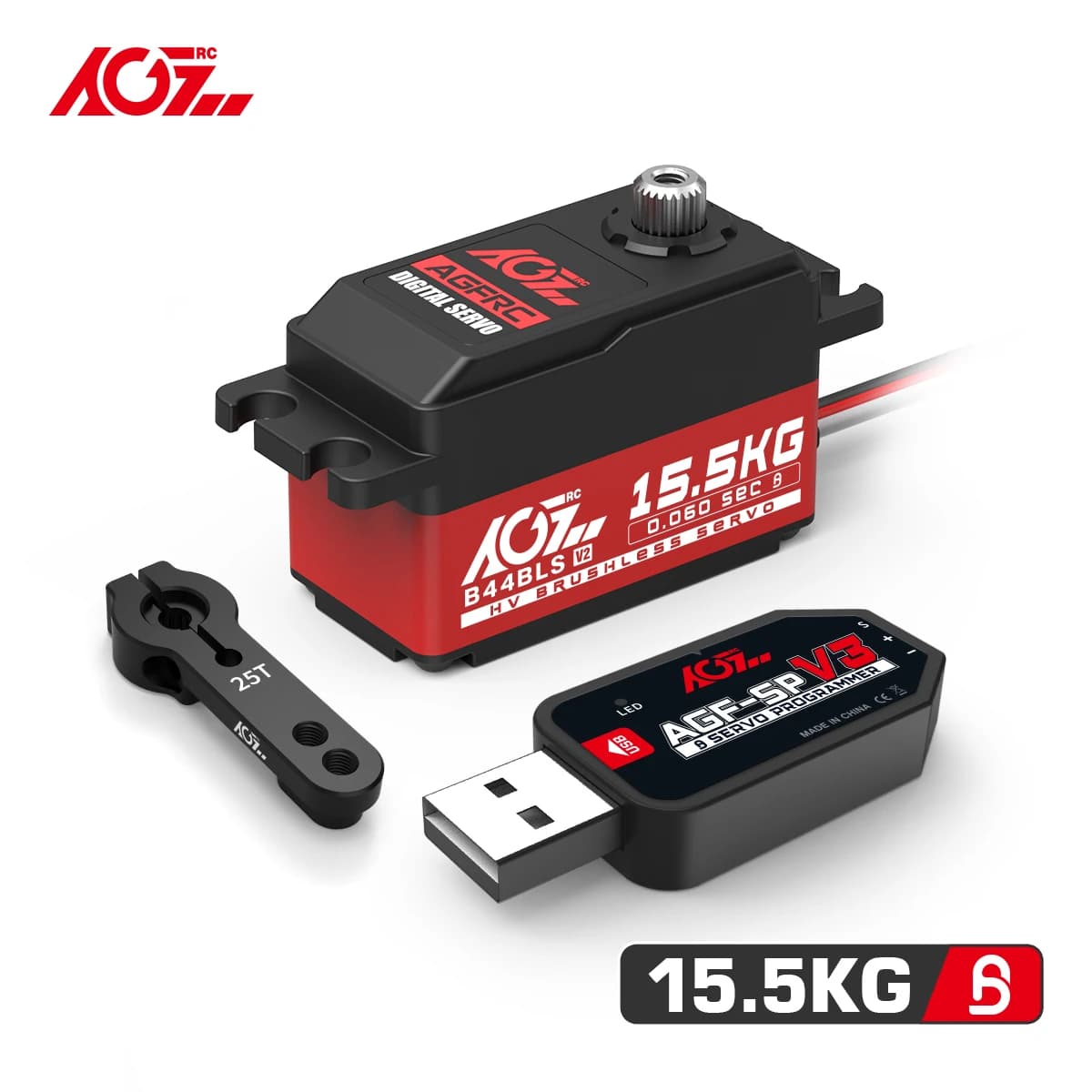 AGFRC-Servo numérique sans balais à profil bas pour voiture de course à la dérive 15.5, super vitesse, engrenage en titane, B44BLS V2, 1/10 kg, 0,062Sec, 45g