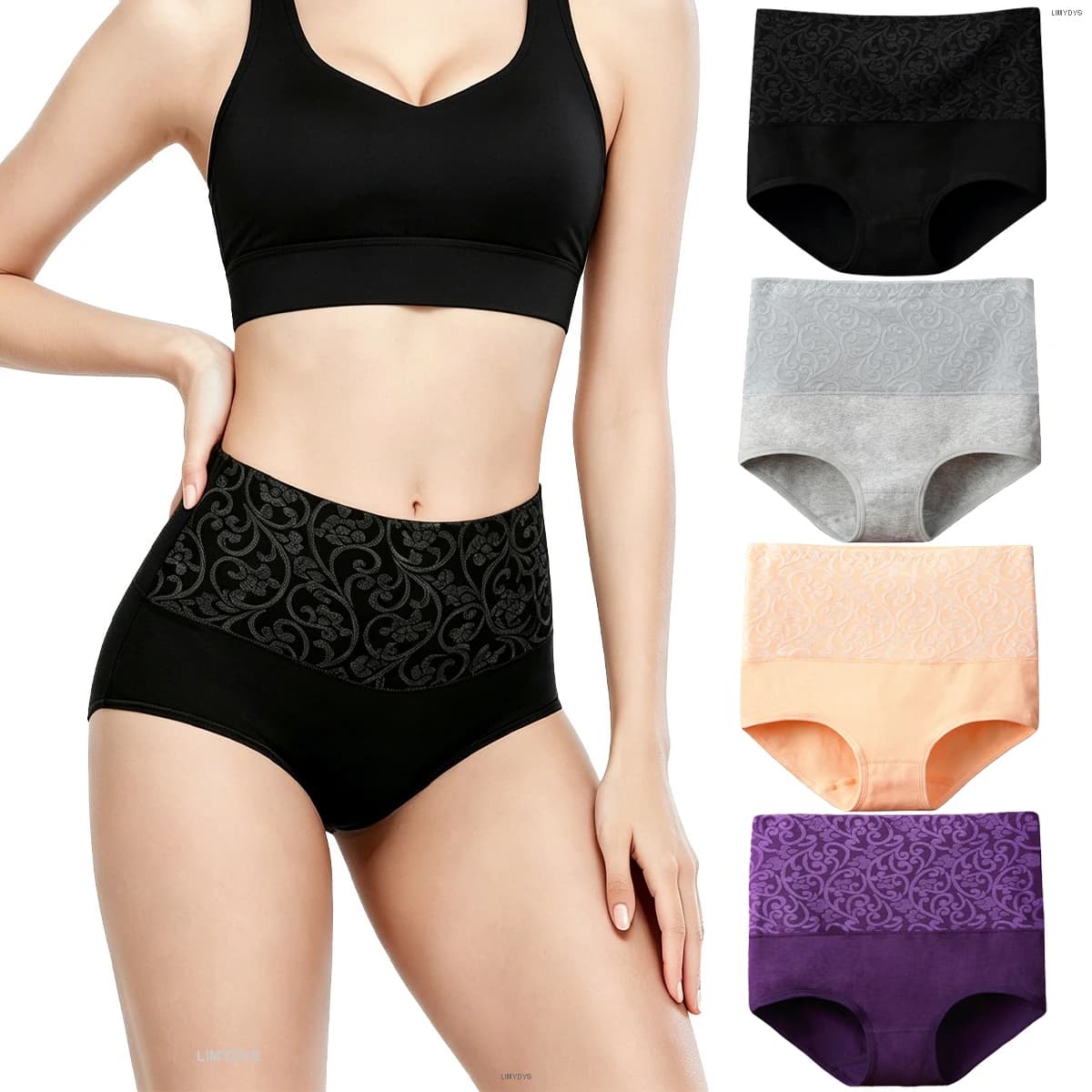 Culottes taille haute en coton pour femmes, gainantes, douces, respirantes, extensibles et à couvrance complète