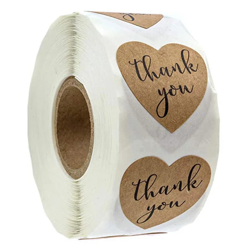 Autocollants de Remerciement en Kraft Naturel, Sceau en Forme de Cœur, pour Scrapbooking, GT, 1 Pouce, 50 à 500 Pièces