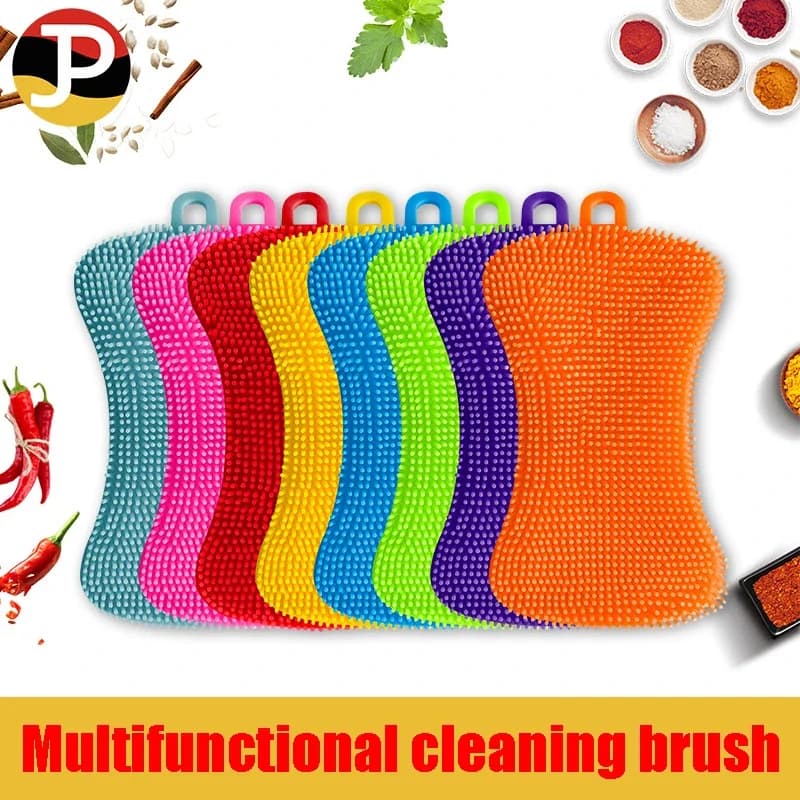 Brosse de nettoyage de cuisine en Silicone, 1 pièce, brosses de nettoyage de lavage, casserole, éponge, épurateur de fruits et légumes, vaisselle en Silicone B