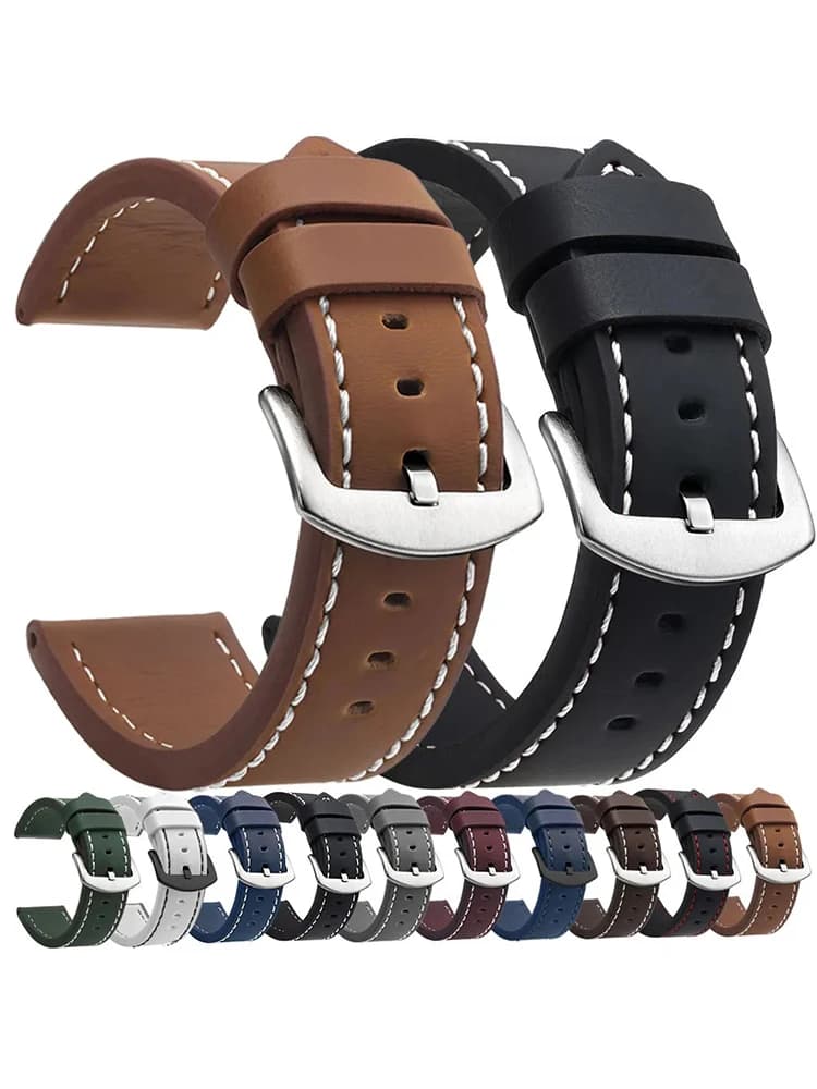 Bracelet de montre de mode bracelet de Sport bracelet de montre en cuir Vintage boucle en acier inoxydable accessoires de montre 18mm 20mm 22mm 24mm