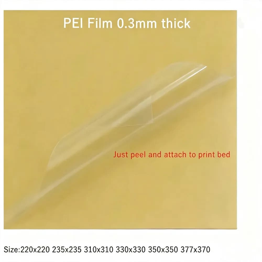 Feuille de PEI ULTEM1000 pour surface d'impression d'imprimante 3D avec ruban adhésif, épaisseur 0,3 mm, pour plaque de construction d'imprimante 3D Ender 3 CR10 QIDI