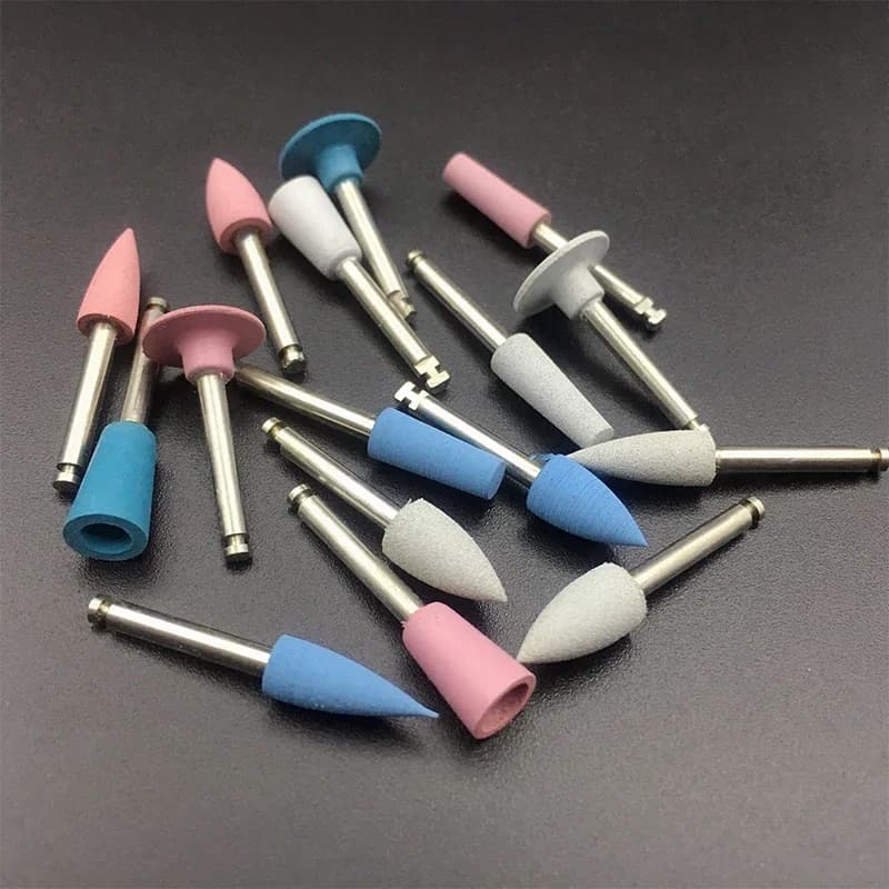 Têtes de meulage dentaire en silicone, polisseuse de dents pour machine à basse vitesse, matériaux de polissage dentaire, 10 pièces