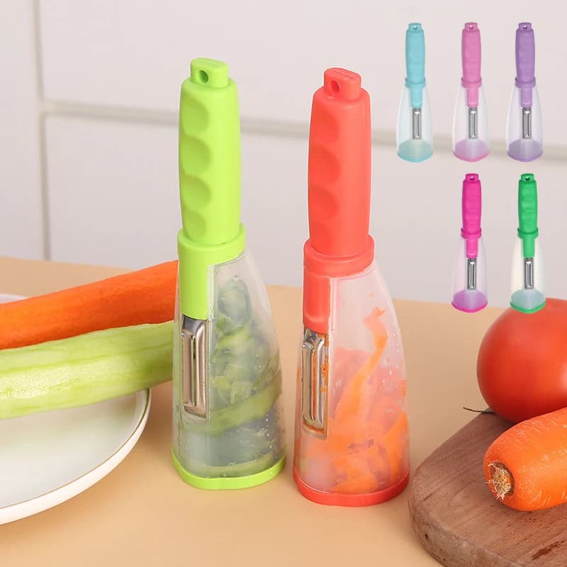 Couteau à éplucher multifonctionnel, Type de stockage, couteau à éplucher avec Tube de rangement, fournitures pour éplucher les pommes, couteau à éplucher domestique