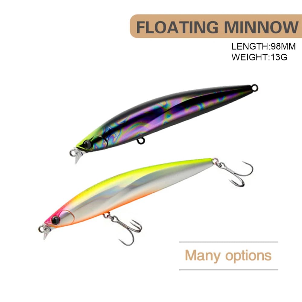 9.8 cm 13g leurre de pêche vairon Wobbler longue coulée flottant à la traîne Jerkbait Swimbait artificiel dur appât truite appât bar appât