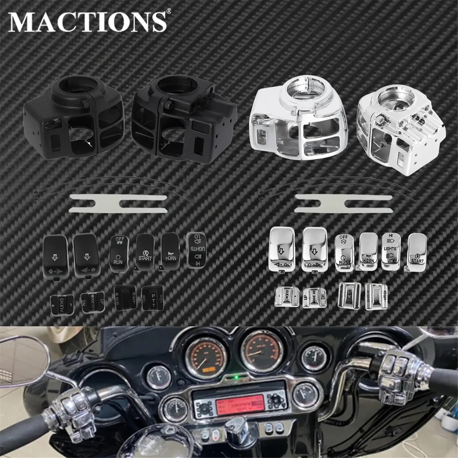 Boîtier de commutateur de commande manuelle chromé noir pour moto, capuchon de bouton de commutation pour Harley Touring Street Road, FLHTK, FLTRU, 1996-2013