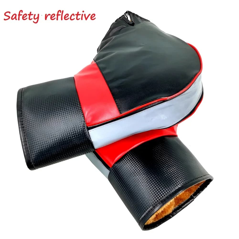 1 paire de gants de moto universels gants de guidon de vélo en cuir Pu hiver chaud Scooter vélo coupe-vent protecteur de barre de poignée