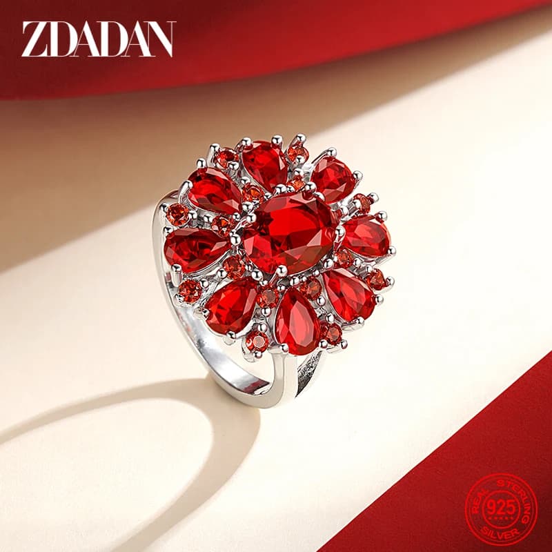 ZDADAN 925 bagues en argent Sterling Zircon pour femmes charme bijoux de mariage