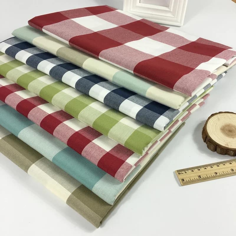 Tissu en coton et lin au mètre, Plaid épais en Polyester pour housse de canapé, rideau, nappe, couture rayée, textile uni par bricolage
