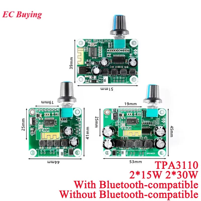 TPA3110 PBTL Bluetooth 5.0 Module de carte amplificateur de puissance numérique 15W + 15W 30W + 30W stéréo classe D Audio voiture USB Portable